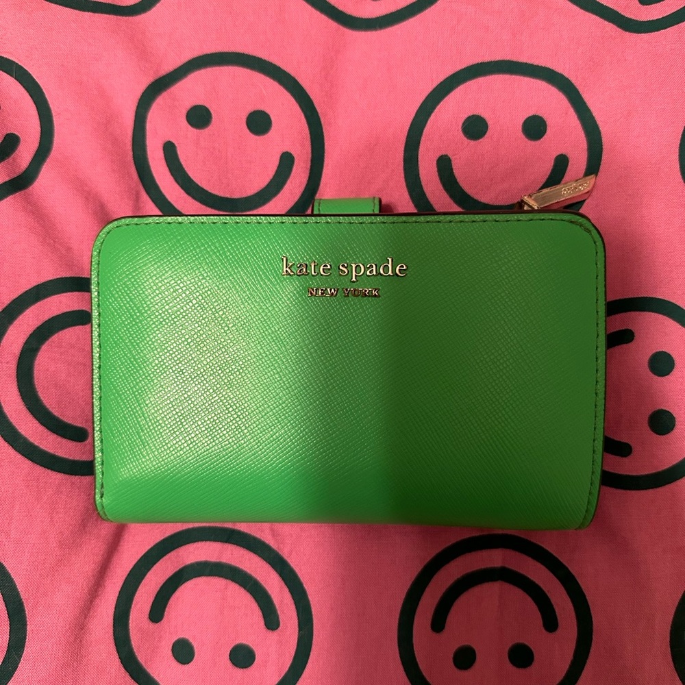Green Kate Spade Tri-Fold Wallet